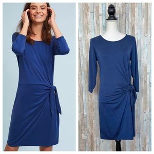Anthropologie XS Dolan Blue Sanibel Tie Waist Slinky Jersey Sheath Shift Dress
